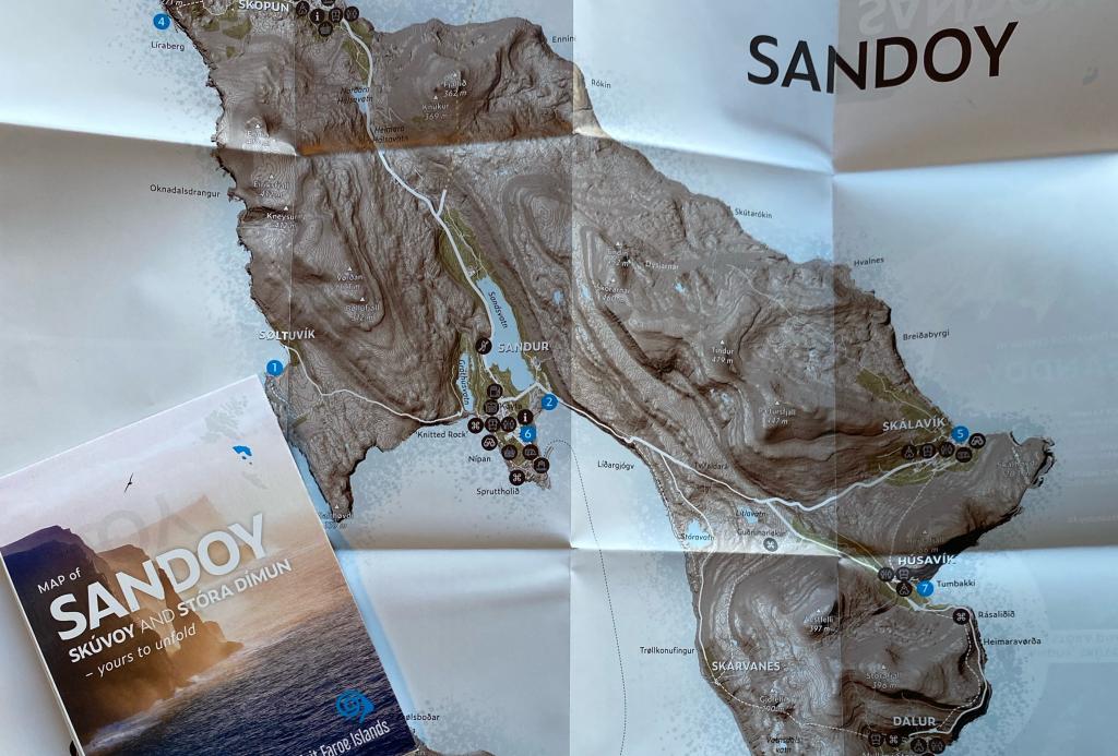 Map of Sandoy, Skúvoy and Stóra Dímun. Available to download and as printed copies