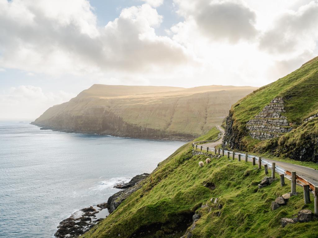 The steep and narrow, but beautiful road to Dalur, Sandoy.