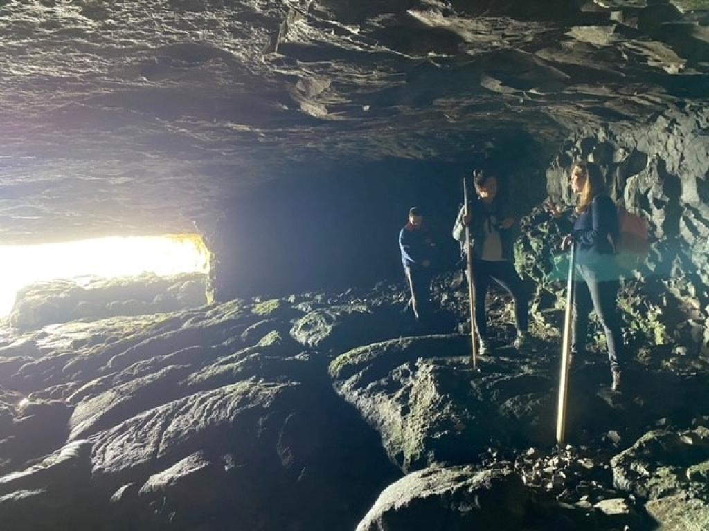 Inside Líðargjógv, cave hike on Sandoy, Faroe Islands